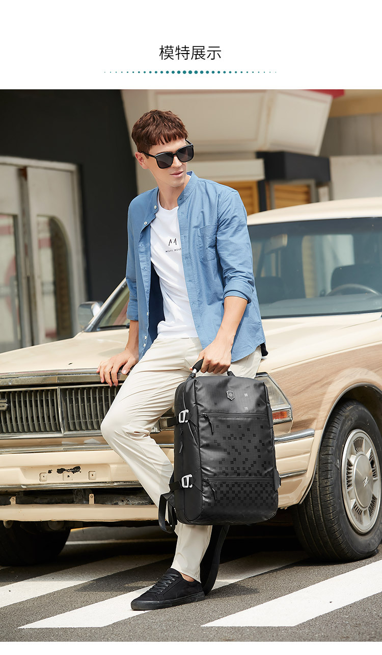 vovf暇步士迪双肩包多功能男士双肩包韩版时尚商务背包防水学生书包