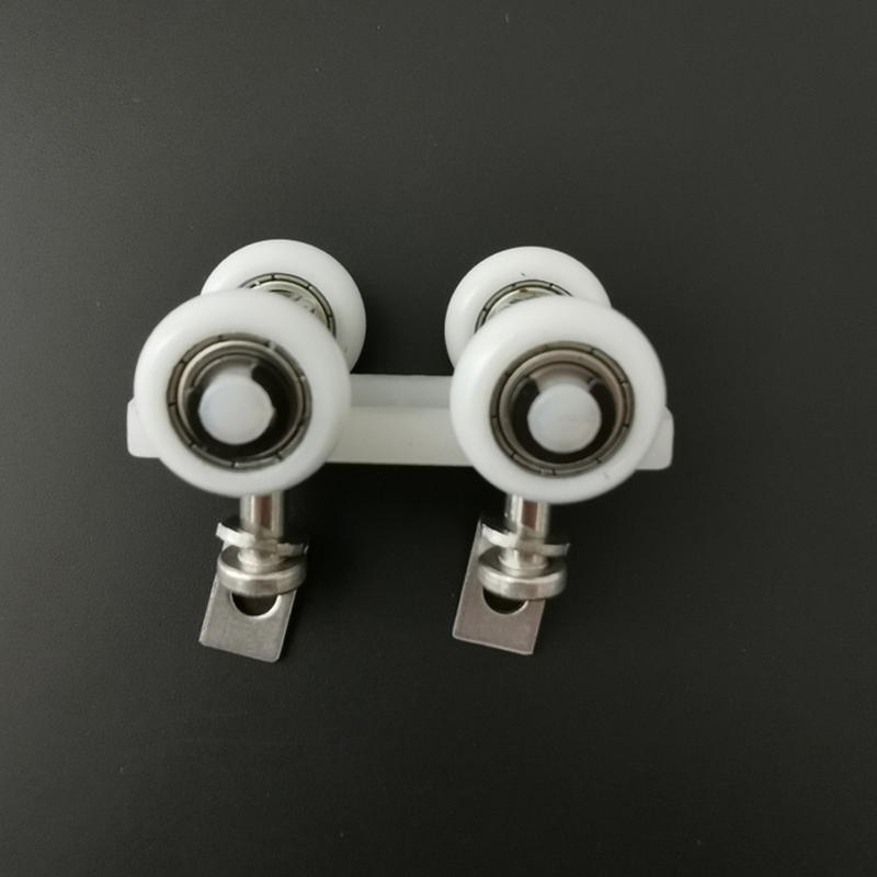 小折叠门多折连体配件双吊轮推拉玻璃移门三折连体五金门配滑轮白色