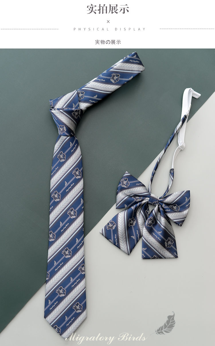啄木鸟 雁羽归jk/dk领带女手打提花男制服衬衫配饰领结 蓝 雁羽归