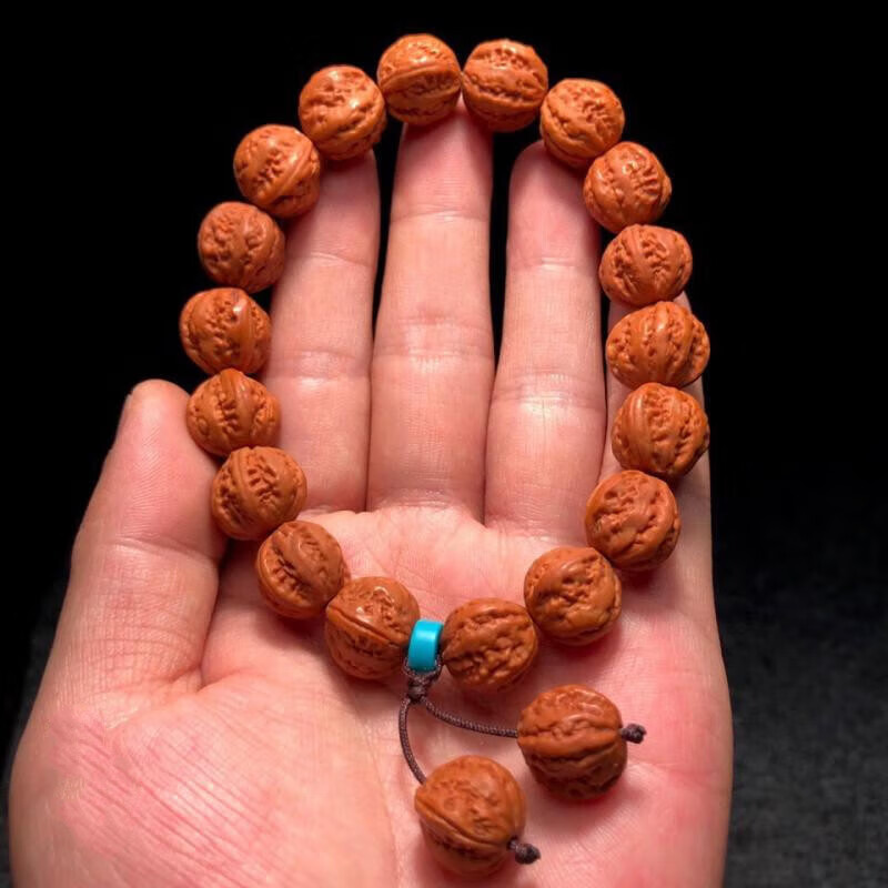 贵鸿 矮桩京八棱手串男盘玩文玩小核桃手链女 野生龙纹桃核雕刻秋子