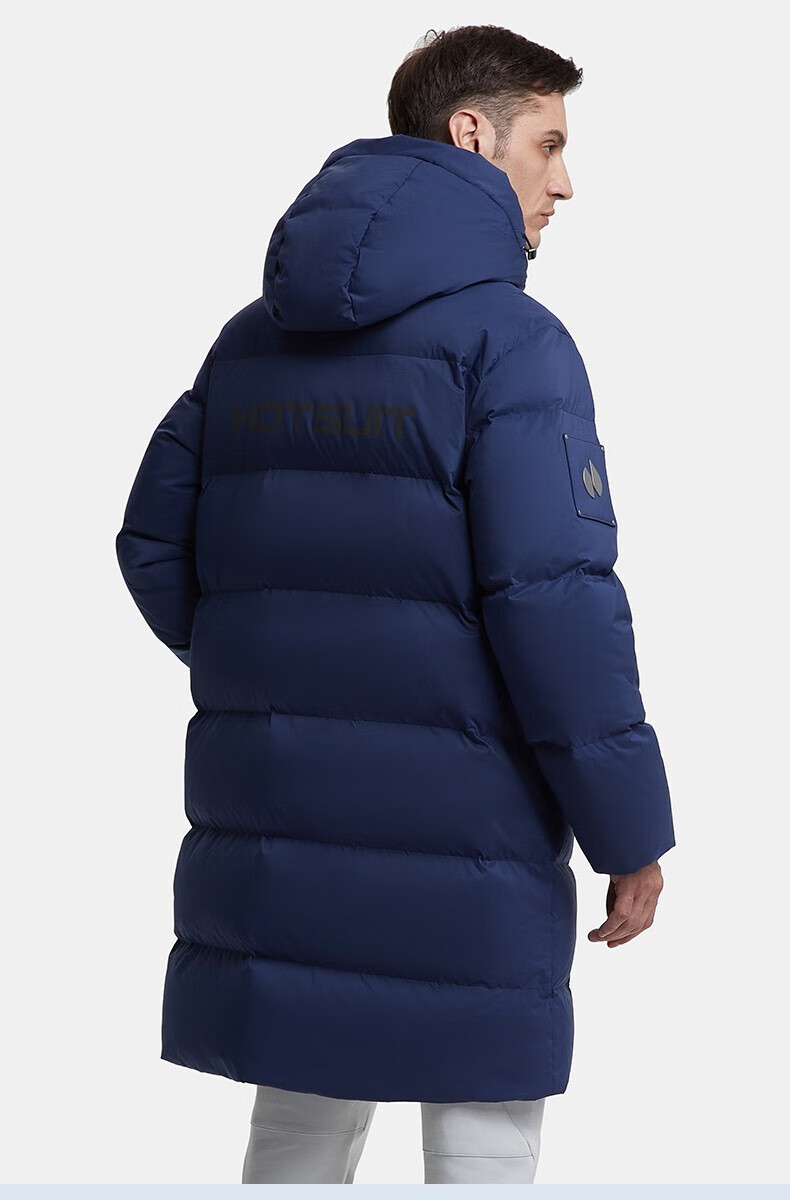 hotsuit 后秀羽绒服男长款运动时尚撞色加厚防风防寒保暖连帽外套黑标