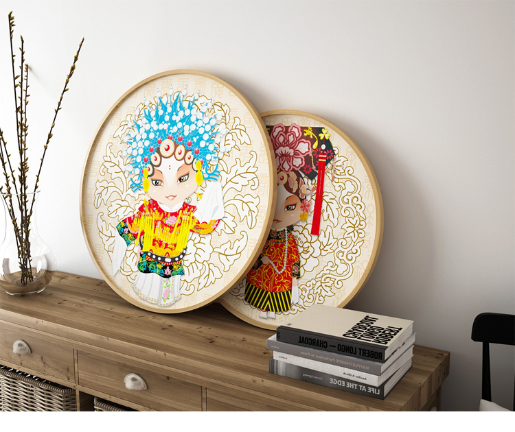 脸谱装饰画饭店餐厅火锅店墙画个性创意圆形壁画中式京剧人物挂画 13.