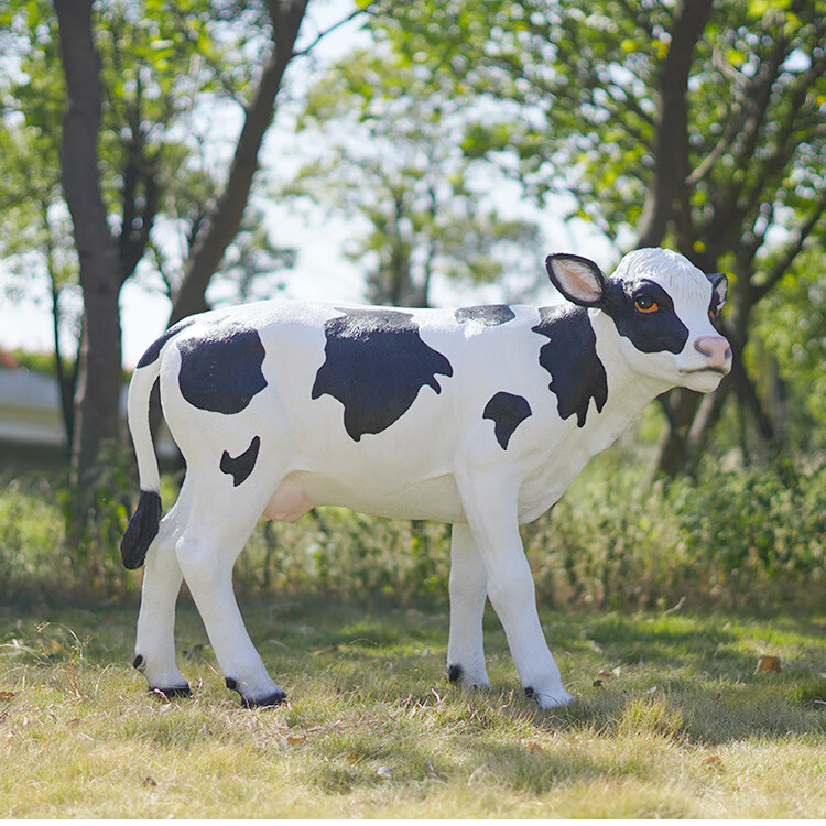 知轩大型玻璃钢仿真奶牛雕塑农场牧场园林母婴店摆件公园草坪装饰模型