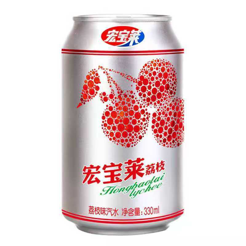 宏宝莱荔枝汽水612罐330ml碳酸饮料罐装整箱东北网红老汽水荔枝味6罐