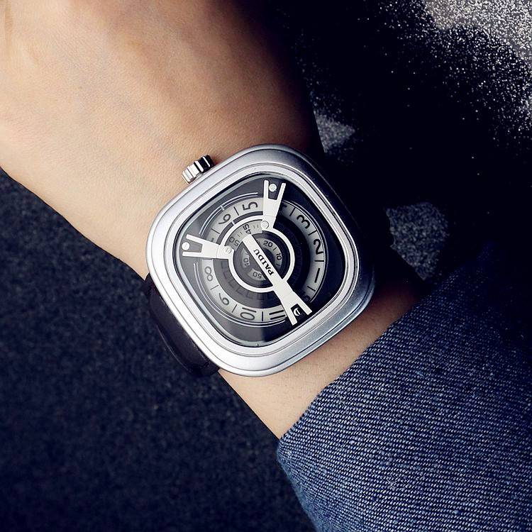 无指针概念手表黑科技手表男款名牌方形机械新概念无指针男士学生潮流