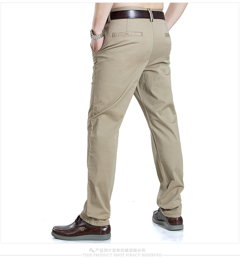 吉普jeep休闲裤男中腰直筒宽松男裤薄款棉微弹男士中年长裤子春季新品