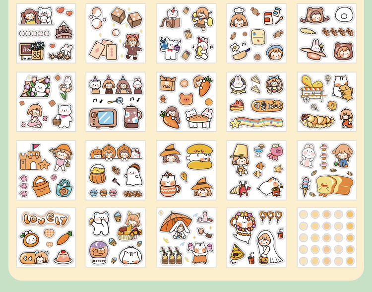 100张手帐贴手账本贴纸套装女孩儿童防水透明水杯粘贴装饰小图案ins风