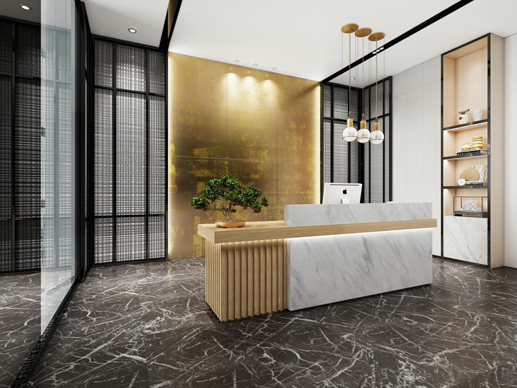 南啵丸前台接待台新中式前台接待台美容院酒店创意吧台柜台店铺简约