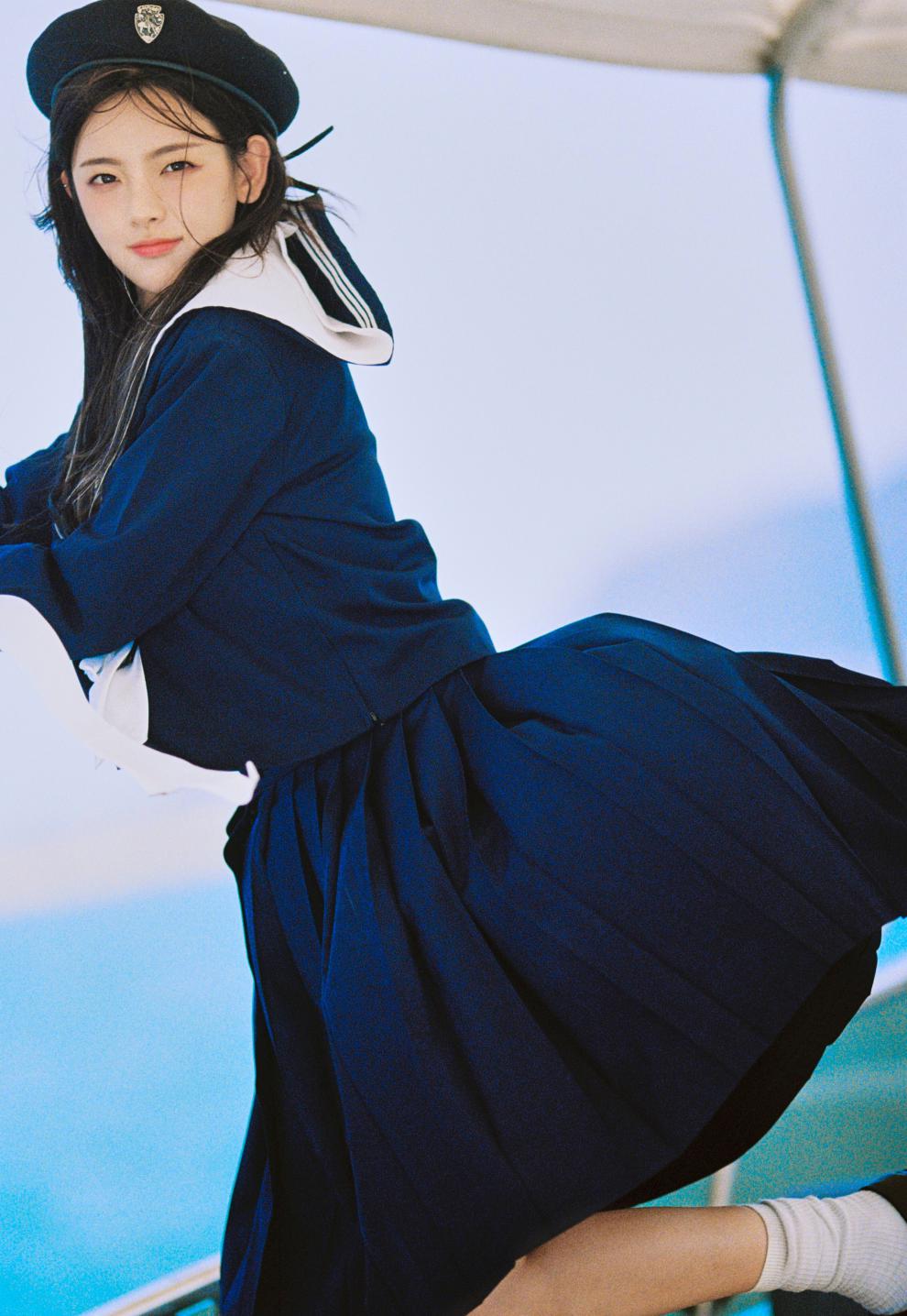 jk制服官方杨超越同款水手服套装全套jk制服裙学院风浓绀色中间服夏季