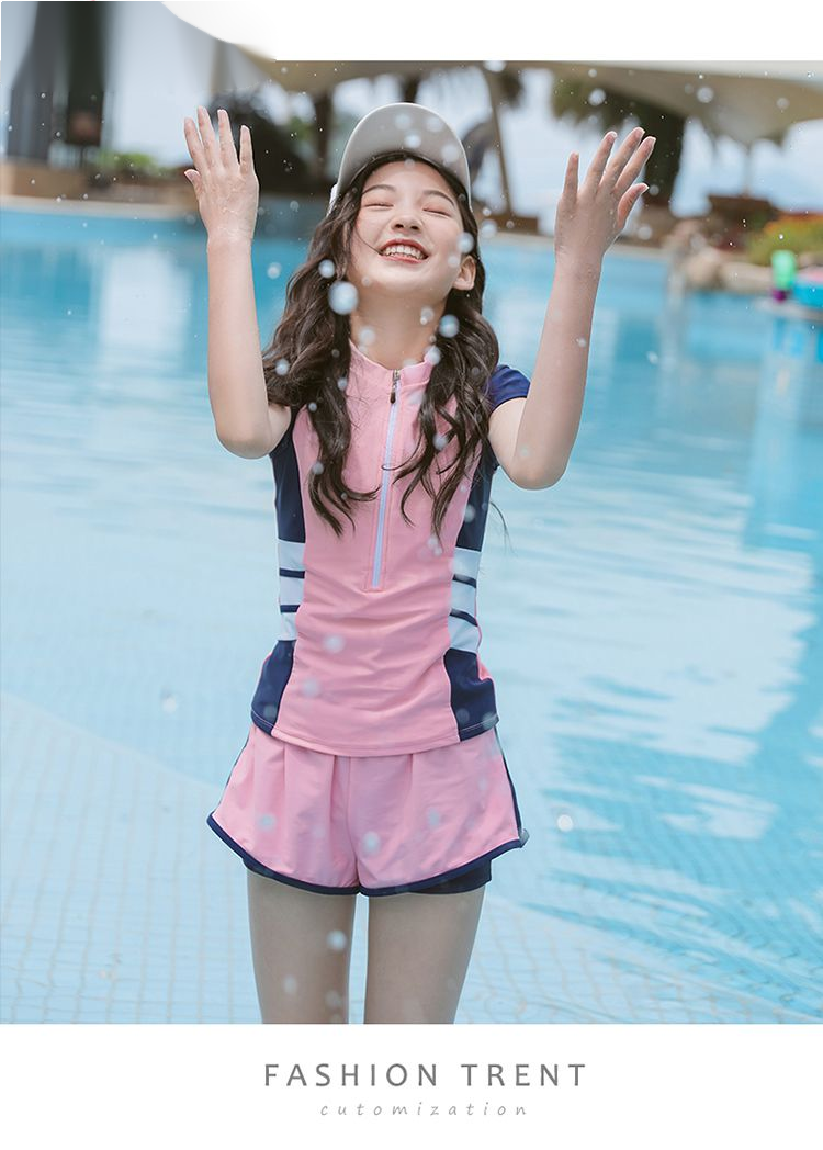 青少年泳衣女学生泳衣女中学生韩版女童泳衣中大童12-15岁女孩保守