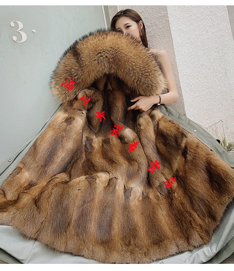 高端轻奢派克服女青根貂海宁皮草真毛水貂整貂毛中长款貂皮大衣可拆卸