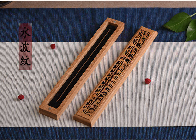 楠竹香盒卧香炉檀香线香炉焚香炉家用茶道香薰线香盒卧香盒水波纹