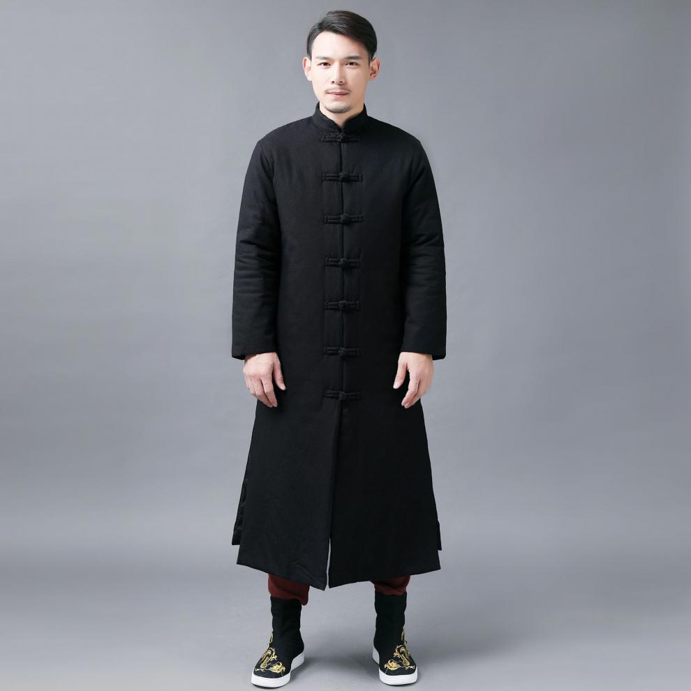 长袍外套冬季中式长款棉衣中国风唐装男式棉服民族风过膝禅意加厚大衣