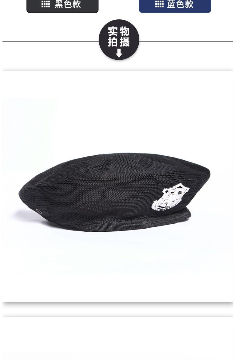 保安帽 黑色保安帽子贝雷帽透气工作帽春秋礼仪帽网眼男女保安贝雷帽