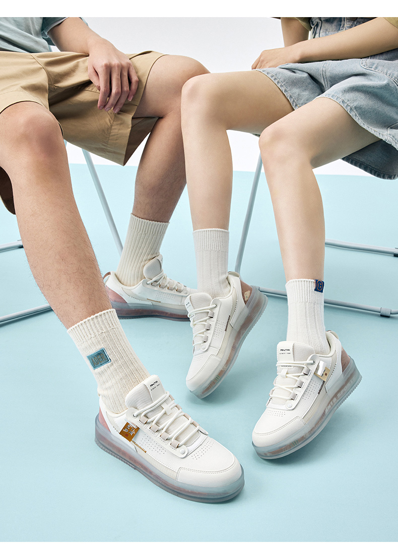 安踏果冻鞋板鞋男2022夏季新款透明底休闲小白鞋运动鞋子官方旗舰