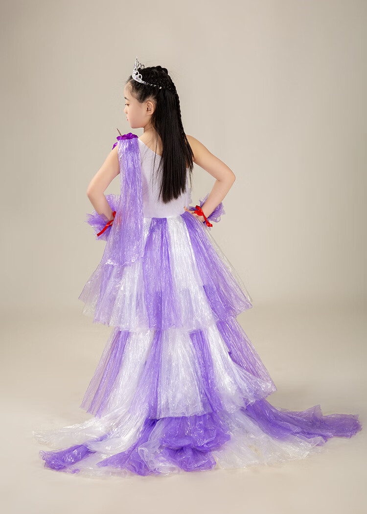 环保时装秀女孩新款环保服装儿童时装秀演出服手工材料时装秀diy亲子