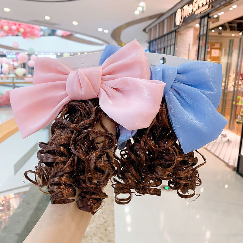 韩版儿童假发女宝 韩版儿童蝴蝶结发夹假发头饰公主小女孩卷发造型
