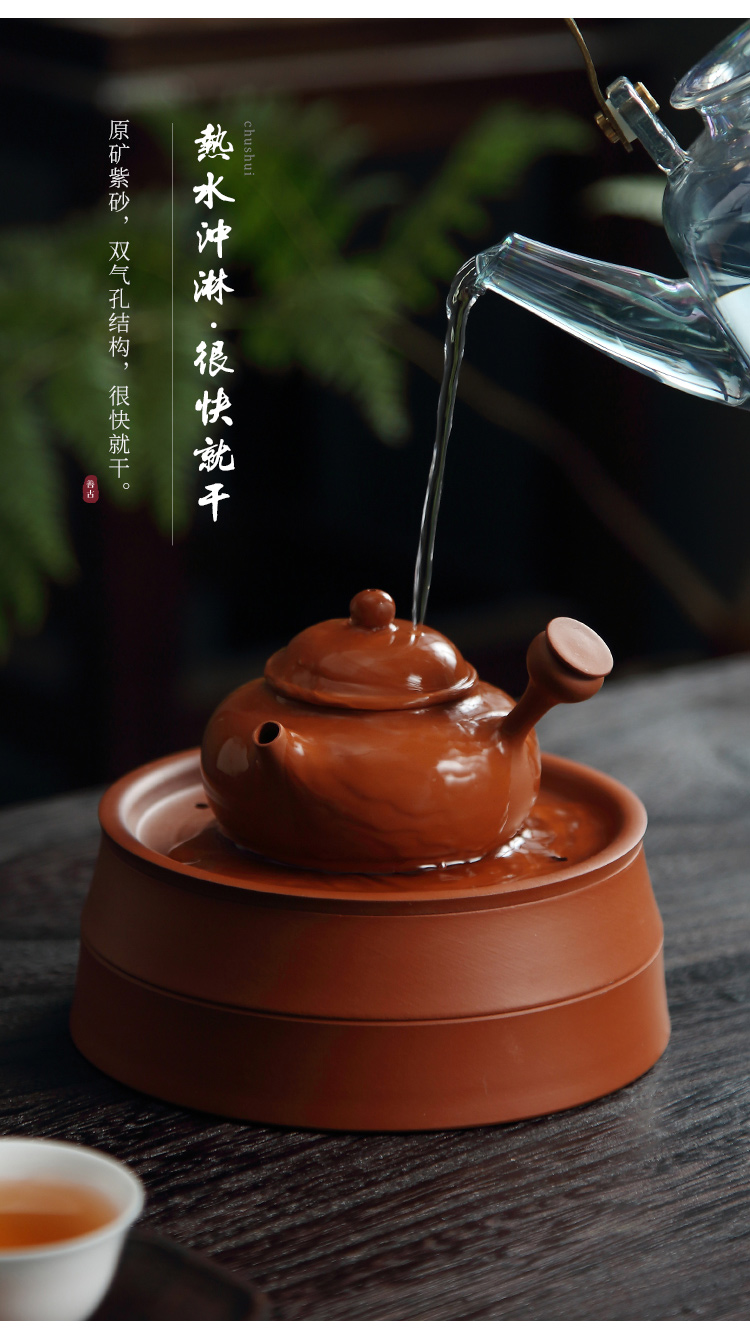 潮州手拉壶潮州工夫朱泥壶纯手工刘金城测把壶福容测把急须壶测把手拉