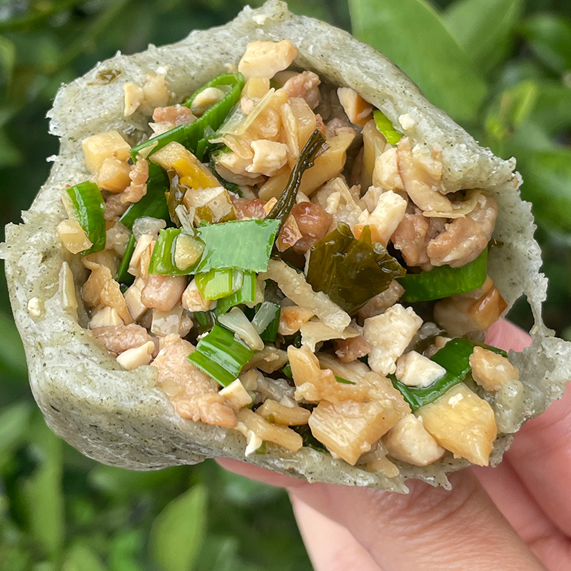 橙伯乐浙江衢州特产龙游清明粿传统手工小吃艾草青团青饺咸辣味笋肉