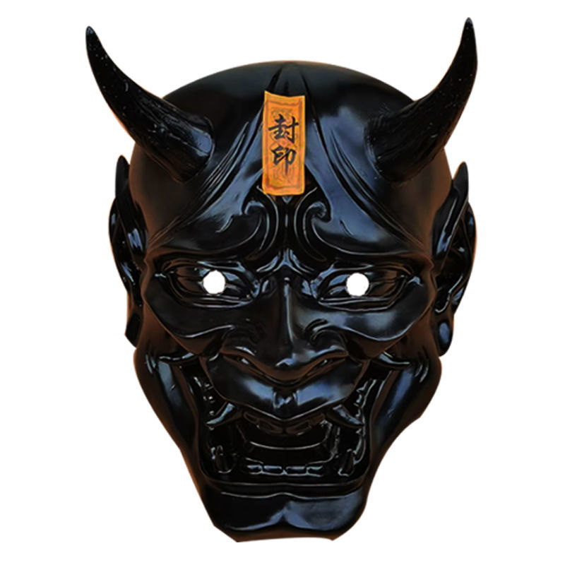 日式和风cosplay般若面具树脂玻璃钢恐怖浮世绘挂件纹身店摆件 黑色