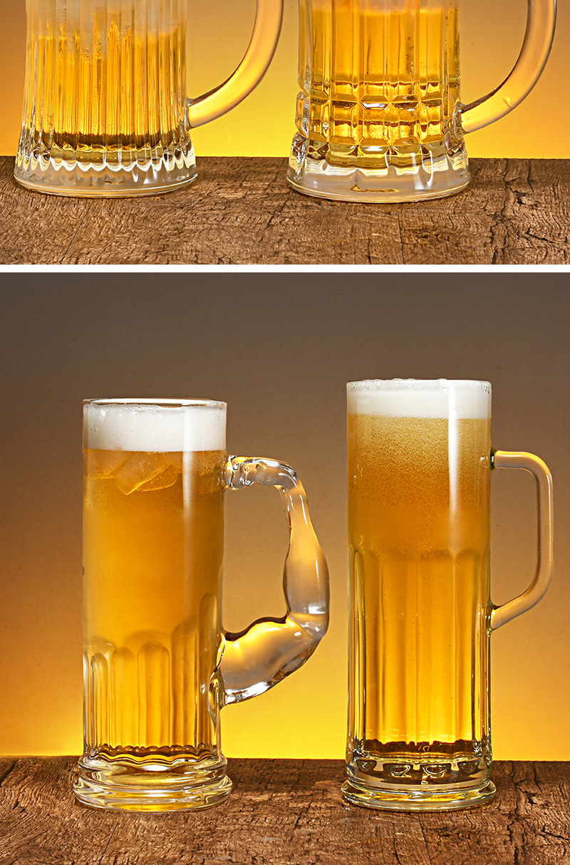 玻璃超大号啤酒杯大容量扎啤杯酒吧把手杯加厚超大啤酒杯景毅通5824