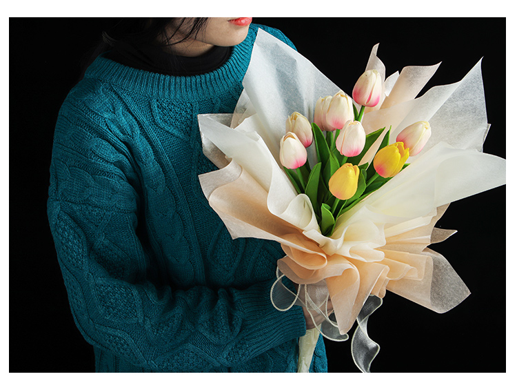 韩式鲜花店花艺花束包装纸礼品珠光雪梨纸素色手工diy包花纸材料橙色