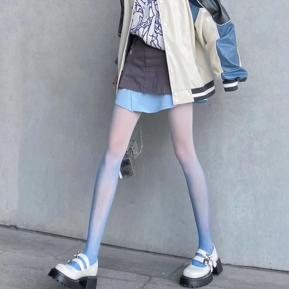 【丝袜美腿】2022年手撕渐变袜春夏二次元朋克连裤袜丝袜ins 星空蓝渐