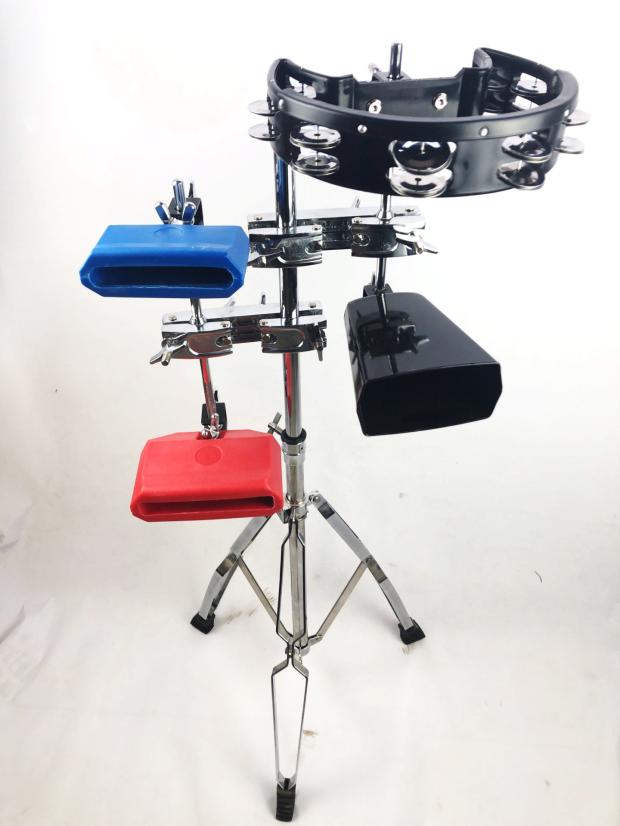 奥尔夫打击乐器木鱼塑料梆子架子鼓乐队伴奏配件牛铃金属夹6寸牛铃