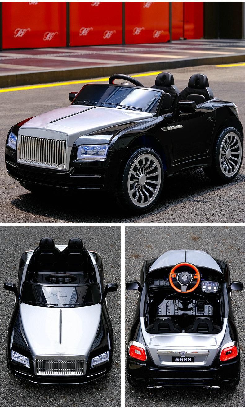 劳斯莱斯儿童电动汽车高端双拼色男女宝宝遥控玩具车可坐双人车 烤漆