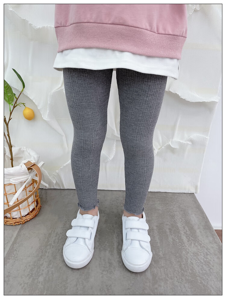 女童打底裤2022春夏季修身长裤花边可开裆幼儿园女宝宝大弹力裤子