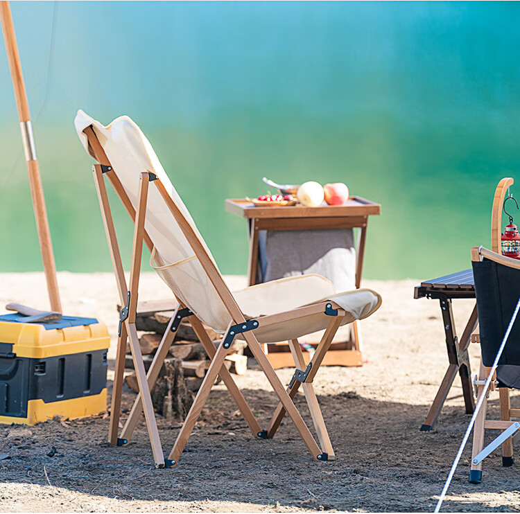 紫叶户外折叠凳实木折椅户外野营公园野炊便携椅露营椅