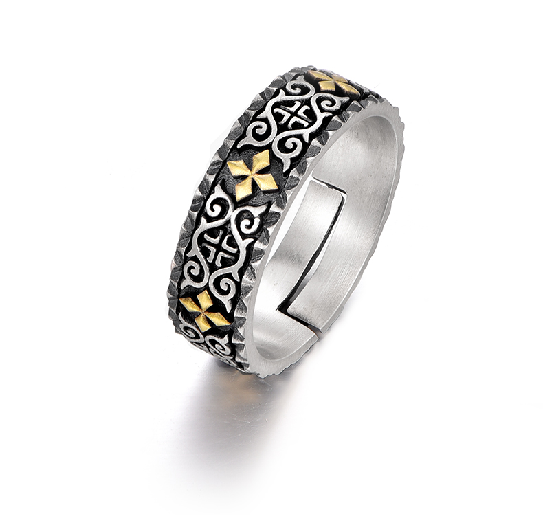 纪思梵高端珠宝品牌十字架银戒指男士潮个性单身复古开口食指指环送