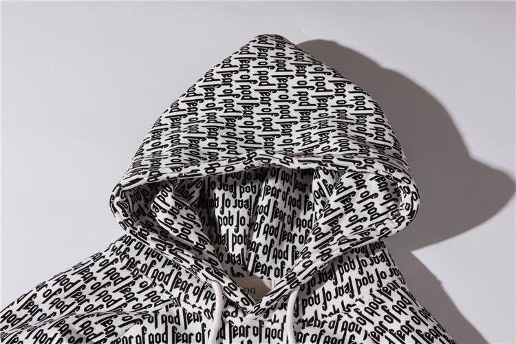 fear of god高街加绒连帽卫衣侃爷fog满印秋冬宽松男女情侣外套潮