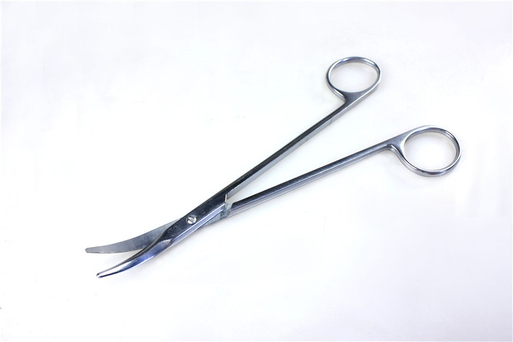 金钟口腔齿科手术器械扁桃体剪医用组织剪刀大弯头钝圆剪子18cm弯h7无