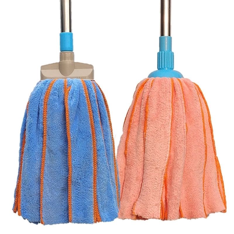 锁边珊瑚绒拖把家用拖把瓷砖吸水拖把老式拖布拖把一拖净一头一杆紫扁