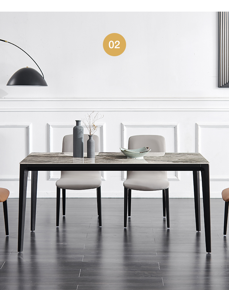 极简餐桌新款椅组合意式岩板轻奢家用长方形北欧大理石桌子16米岩板