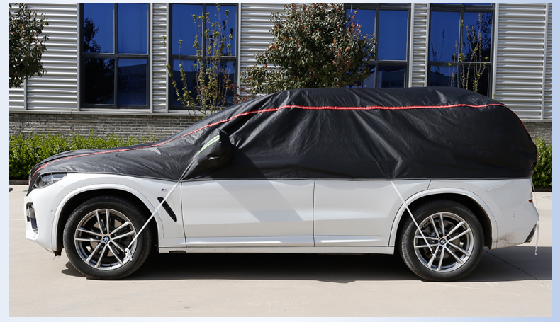 汽车车衣车罩大半罩防冰雹车顶罩防晒防雨半截半身玻璃罩套黑色加厚款