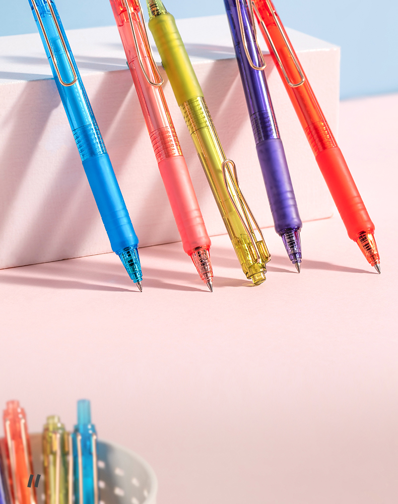 miniso名创优品钢丝夹系列按动中性笔签字笔05mm流畅书写不易断墨学生