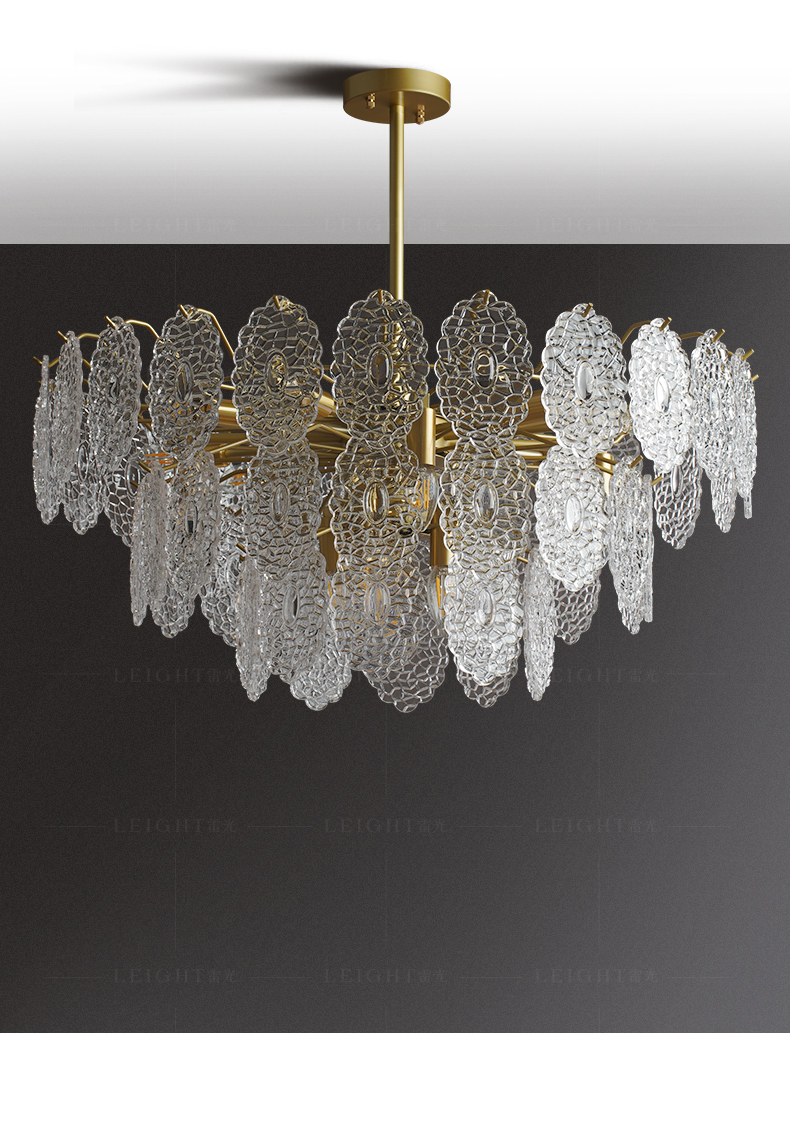 欧普 侍美式轻奢吊灯客厅灯2021年新款后现代玻璃水晶灯法式复古卧室