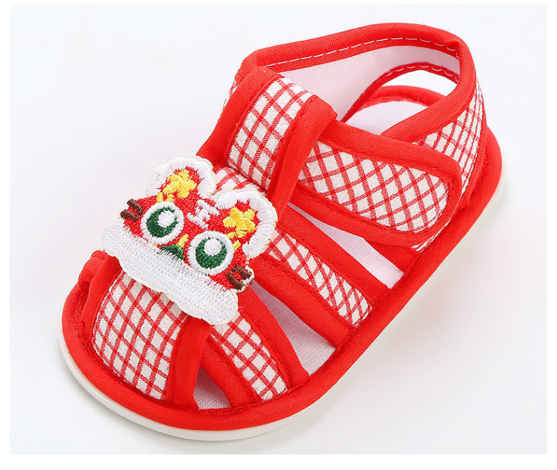 诺贝宜夏宝宝护脚凉鞋虎头鞋中国风老虎牛筋底软底防滑手工不掉婴儿