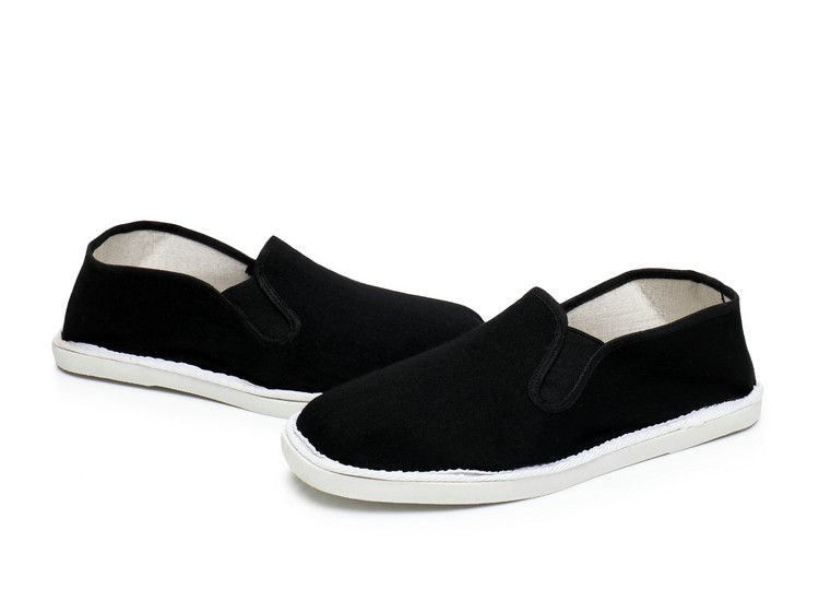 白塑胶底松紧布鞋一脚蹬平面懒汉白底布鞋单鞋品质定制款 白胶底布鞋