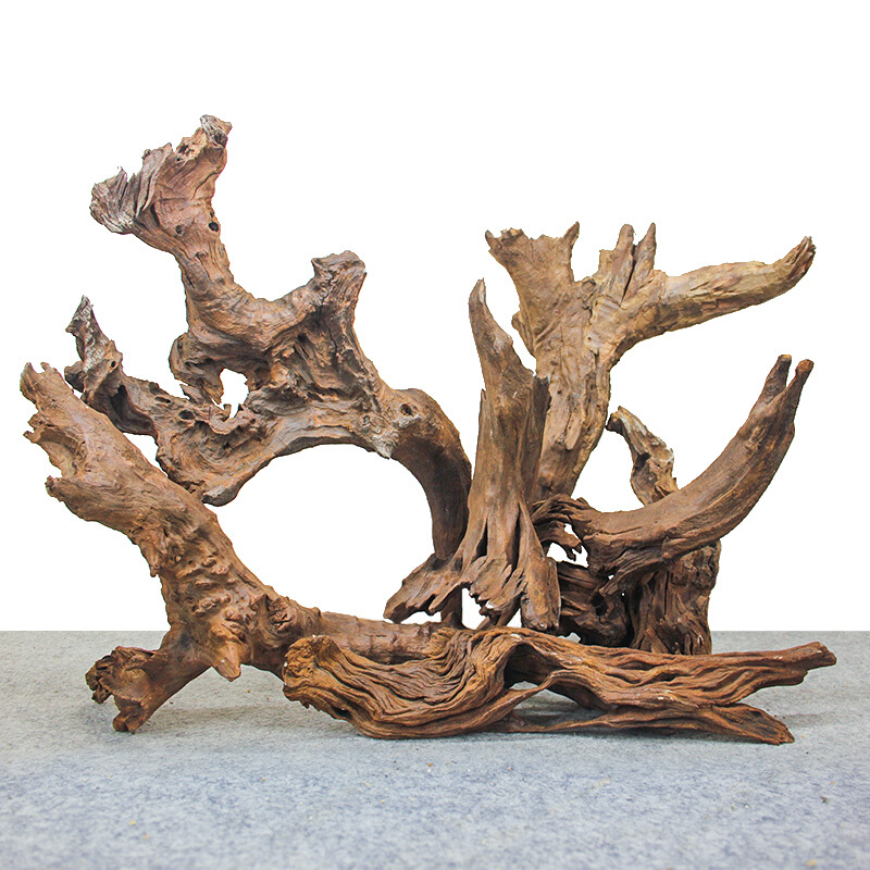 京选推荐鱼缸造景沉木紫柚木树桩森林天然小型乌龟晒台躲避洞木头拱桥