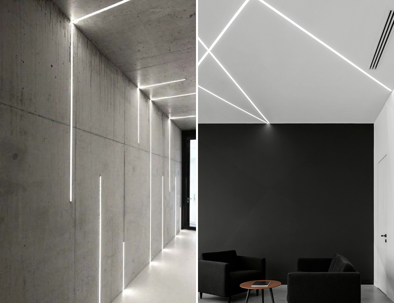 阴角线性灯led墙角线条灯带嵌入式暗装无边框客厅卧室过道照明 【al