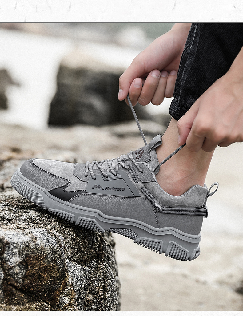 kolumb哥仑步男鞋休闲鞋小灰鞋2022新款板鞋男户外百搭运动休闲鞋子潮