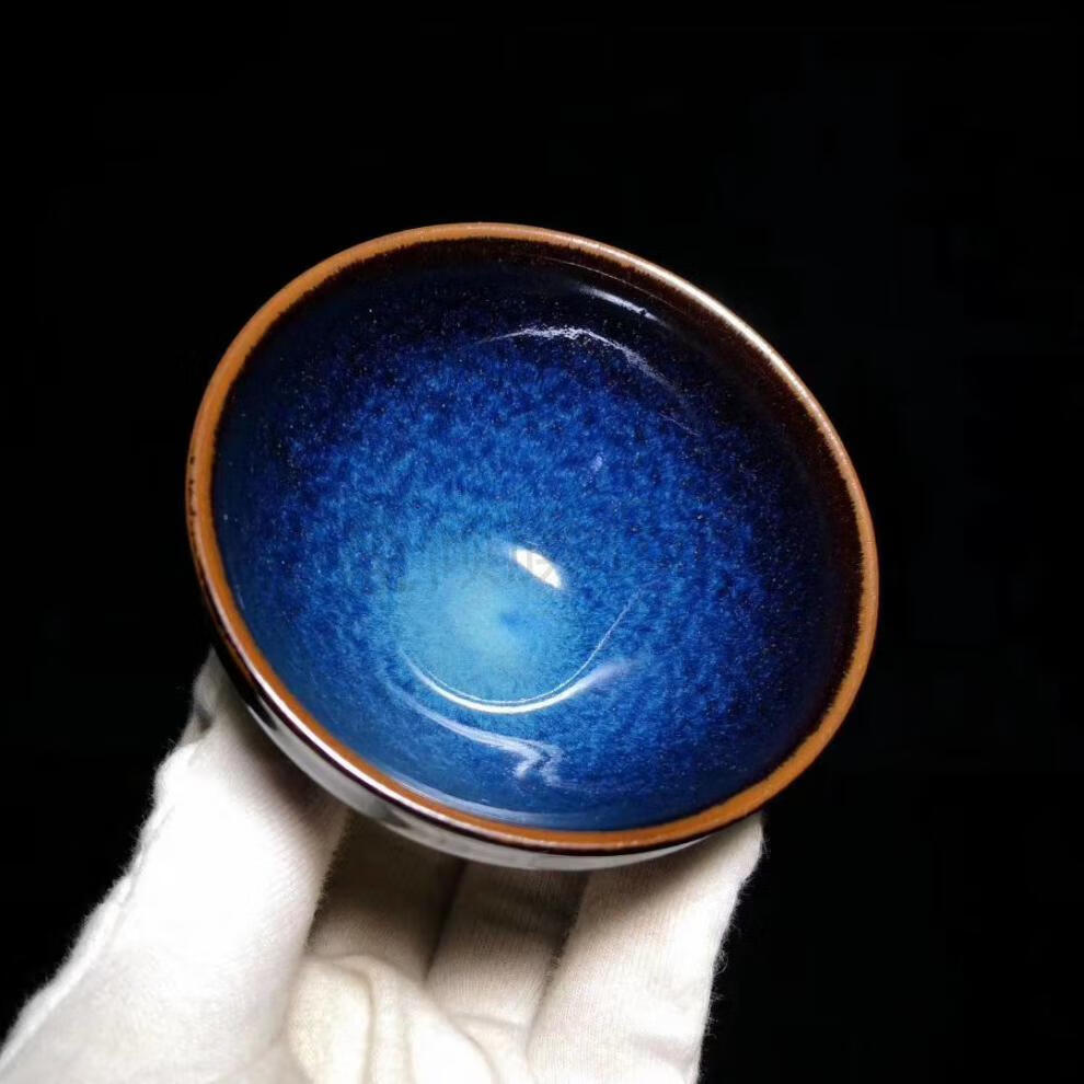 建盏茶杯大师孙建兴回蓝建盏茶杯主人杯盏杯手工建阳建窑功夫铁胎茶具