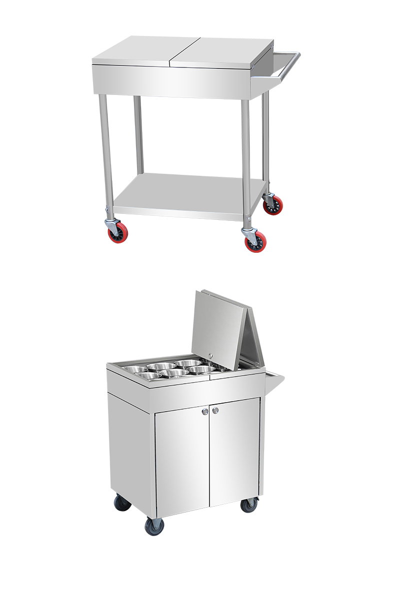 攸竹不锈钢调料车商用厨房调味车冰凉粉车焊接调料台移动餐车手推车