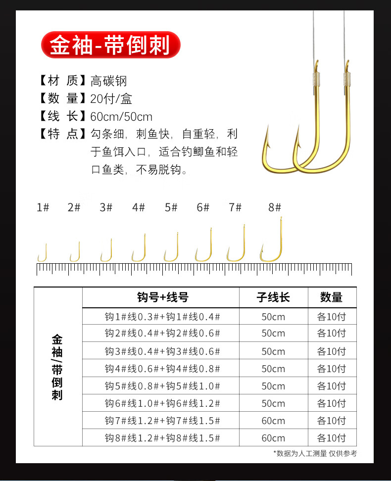 梦幻金袖子线双钩成品钓鱼鲫鱼袖钩绑好鱼钩线组套装全套 {买}伊势尼