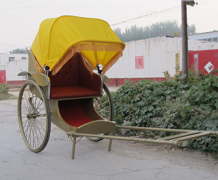 复古人力黄包车手工艺道具景区观光酒店老上海婚庆拉客黄包车 黑色棚