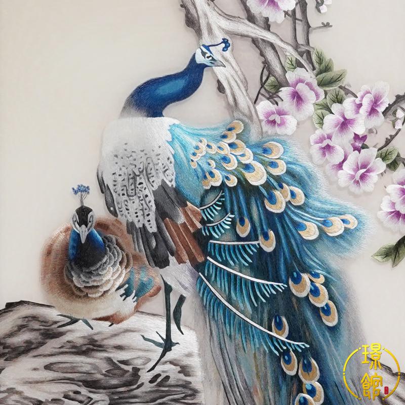 璟馆花新款现代苏绣中式中国大陆江苏省苏州市错针绣艺术品装饰开似锦