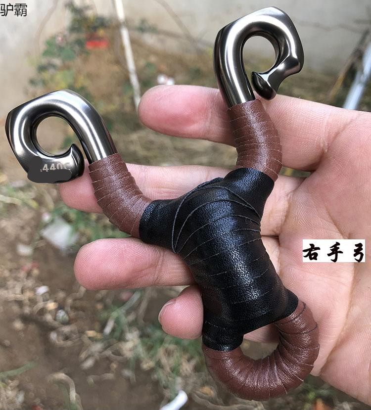 驴霸【冷弯弹弓】传统440c平头左右手弓冷弯钛合金不锈钢小s扁皮 12